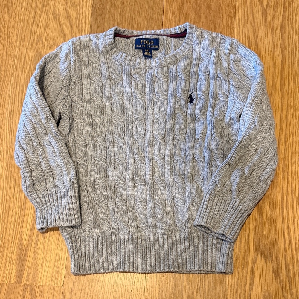 Polo by Ralph Lauren Light Gray Cable Knit Crewneck Sweater